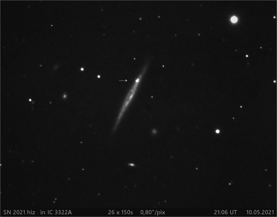 SN 2021 hiz v IC 3322A