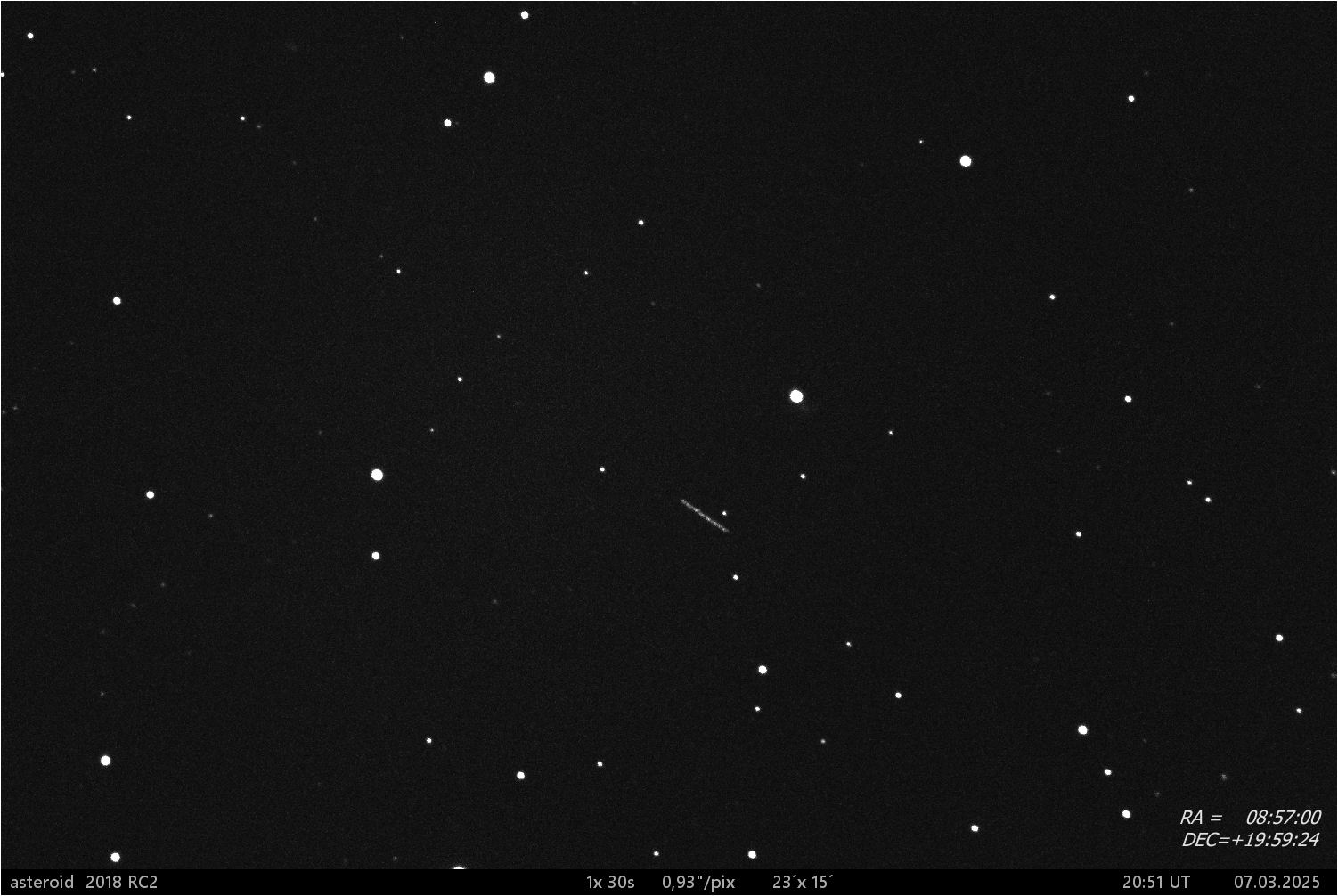blízkozemní asteroid 2018 RC2