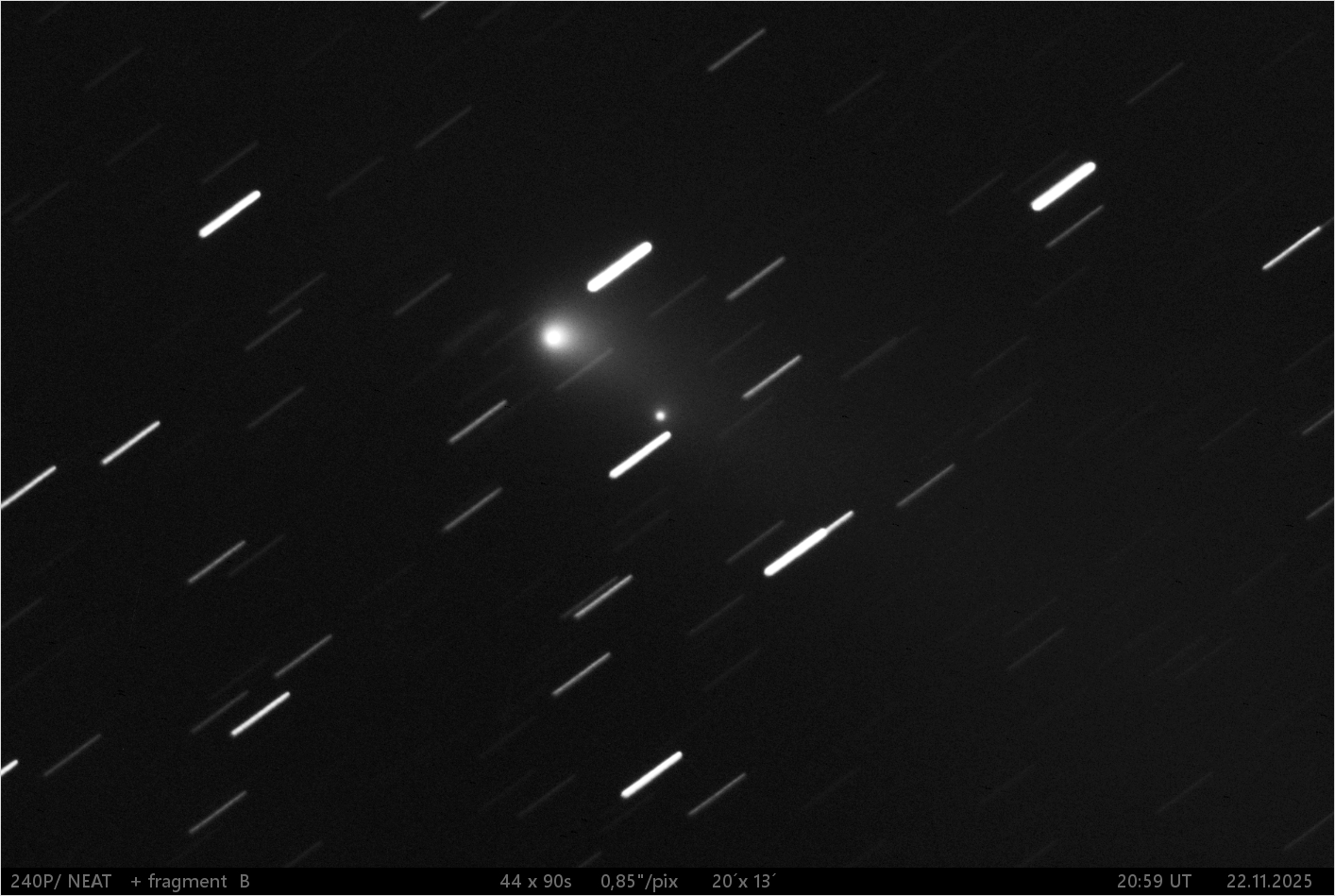 kometa 240P/NEAT + fragment B