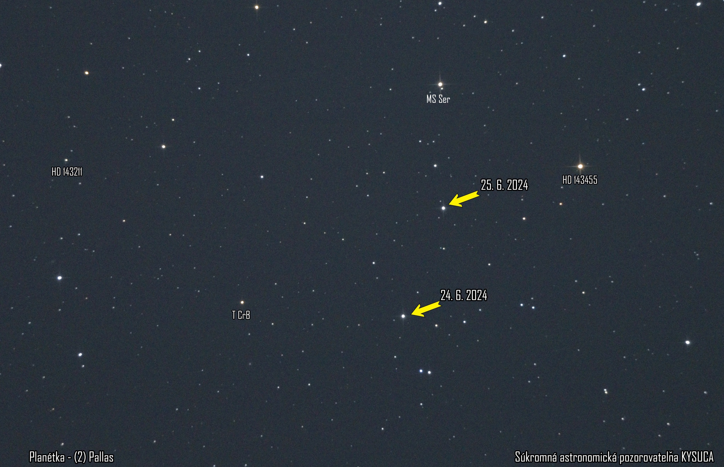 Planétka (2) Pallas a T CrB